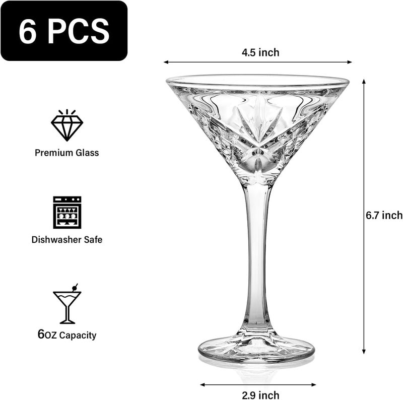 Cambareign Martini Glasses Set of 6, 6oz Lead-Free Martini Glass, Crystal Cocktail Glassware with Stem, Wine Gifts for Women Men - Image 3