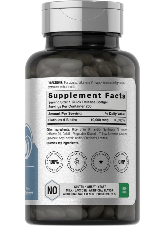 Horbäach Horbaach Biotin 10000 mcg | 200 Softgels | Vitamin B7 Supplement | Non-GMO & Gluten Free - Image 2