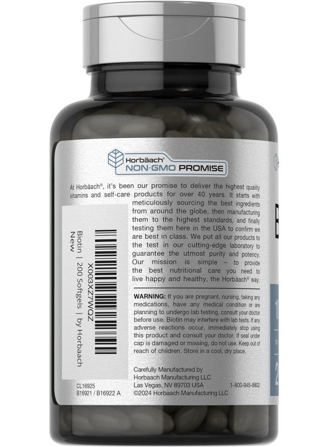 Horbäach Horbaach Biotin 10000 mcg | 200 Softgels | Vitamin B7 Supplement | Non-GMO & Gluten Free - Image 3