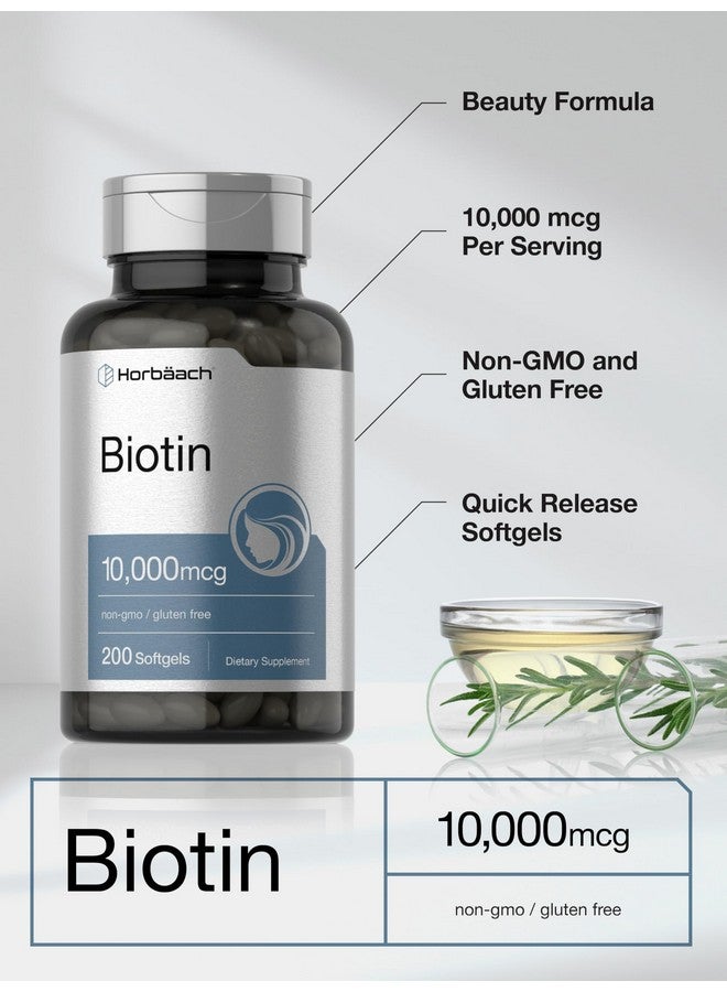 Horbäach Horbaach Biotin 10000 mcg | 200 Softgels | Vitamin B7 Supplement | Non-GMO & Gluten Free - Image 4