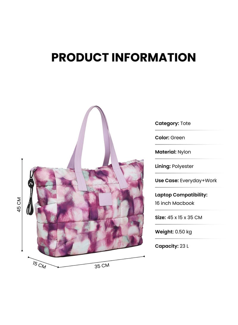 Jumping Cliff Women's Chroma Carry Tote Bag – Water-Resistant, Large Capacity Quilted Nylon Shoulder Bag, Fashion Versatile Shopper Tote, Work/Laptop/Gym/Travel/Casual Outing Friendly, Comfortable Straps, Sustainable, 23.1L 45 x 15 x 35 cm - Image 3