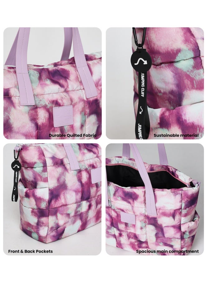 Jumping Cliff Women's Chroma Carry Tote Bag – Water-Resistant, Large Capacity Quilted Nylon Shoulder Bag, Fashion Versatile Shopper Tote, Work/Laptop/Gym/Travel/Casual Outing Friendly, Comfortable Straps, Sustainable, 23.1L 45 x 15 x 35 cm - Image 5