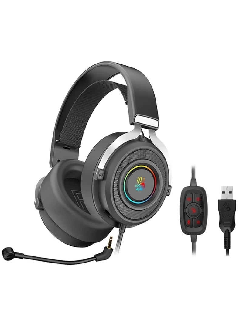 Bloody - G535 USB Gaming Headset - 7.1 Surround Sound - Detchable Noise Cancelation Microphone -  RGB Lighting - Lightweight (Black) - Image 1