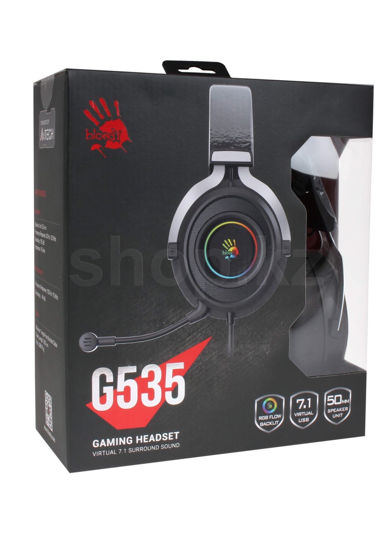 Bloody - G535 USB Gaming Headset - 7.1 Surround Sound - Detchable Noise Cancelation Microphone -  RGB Lighting - Lightweight (Black) - Image 1