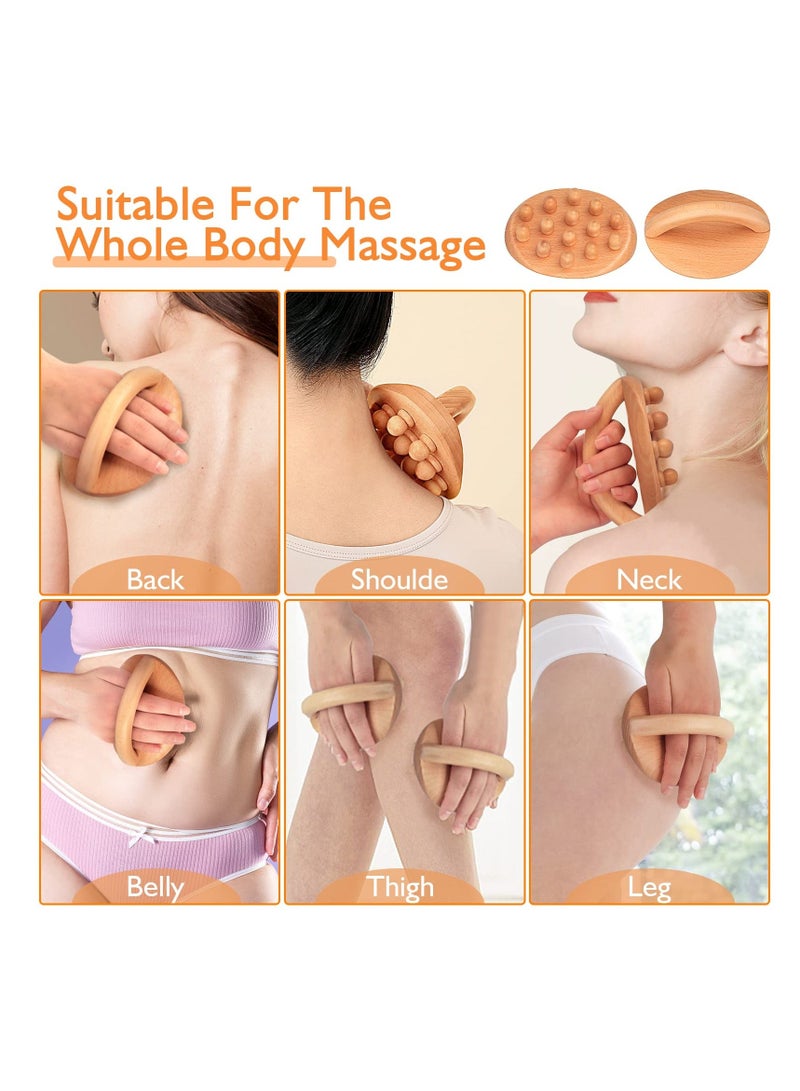 Wood Massage Tools for Body Shaping and Massage Wooden Gua Sha Tools with 14 Massage Beads for Waist Buttocks Thighs Arms and Belly High Quality Natural Beech Wood