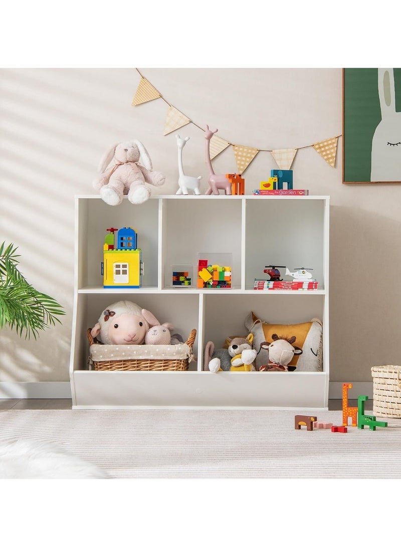 ACPLAY Kids Bookshelf, Bookcase Footboard, Toy Storage Cubby, Children's Toy Shelf, oy Storage Cabinet, Fit for Children's Room, Playroom, Hallway, Kindergarten, White - Image 2