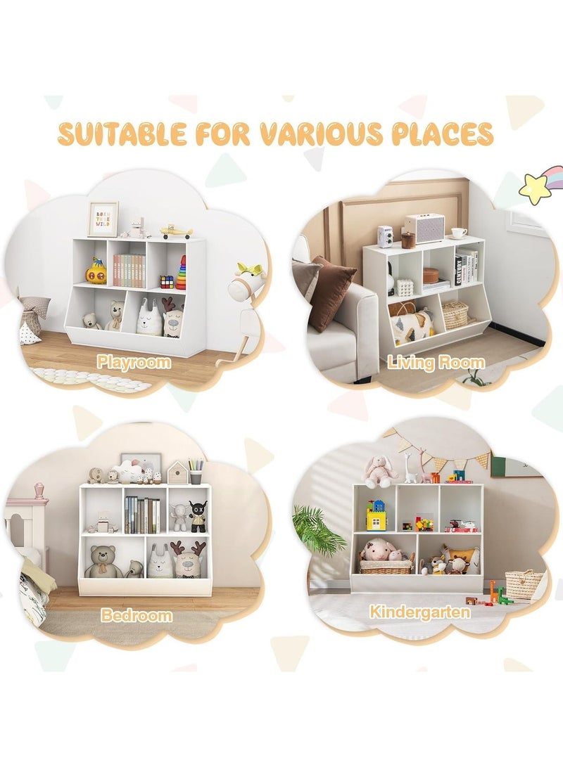 ACPLAY Kids Bookshelf, Bookcase Footboard, Toy Storage Cubby, Children's Toy Shelf, oy Storage Cabinet, Fit for Children's Room, Playroom, Hallway, Kindergarten, White - Image 4