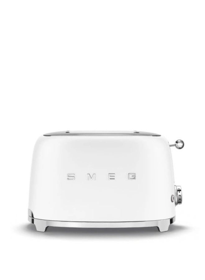 50'S Retro Style 2 Slice Toaster,6 Browning Levels,2 Extra Wide Bread Slots, Defrost And Reheat Functions, Removable Crumb Tray, White Matt , 1 Year Warranty