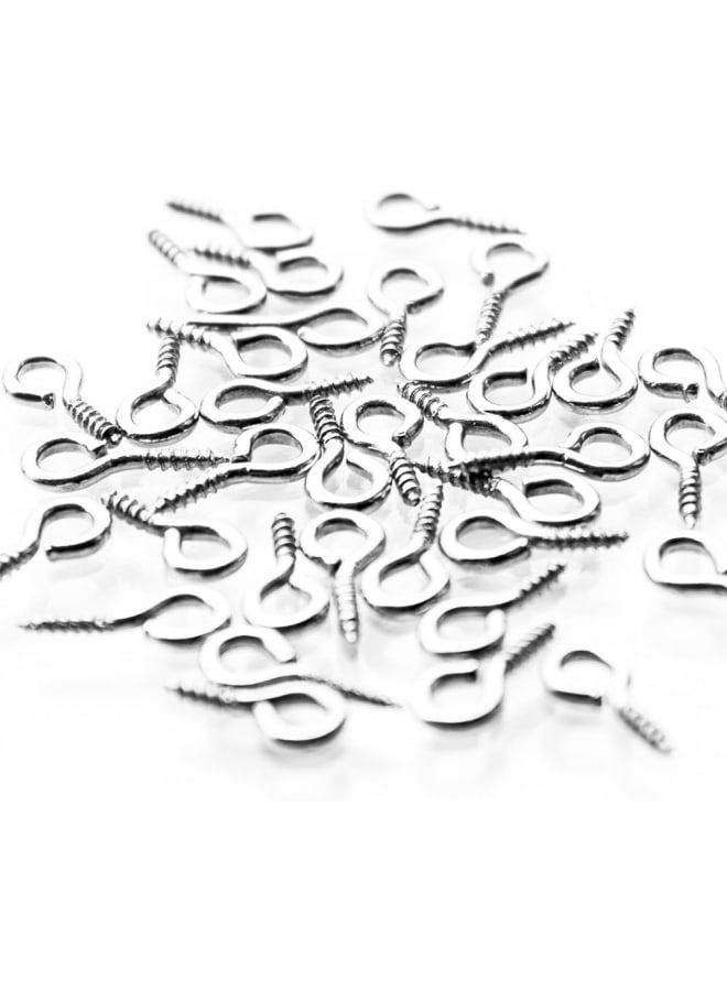 100 Pcs Silver Tone Screw Eyes Pin Findings for Clay Jewelry, Resin, Bead, Cork Bottles Size 12 mm X Hoop 6 mm - Image 2
