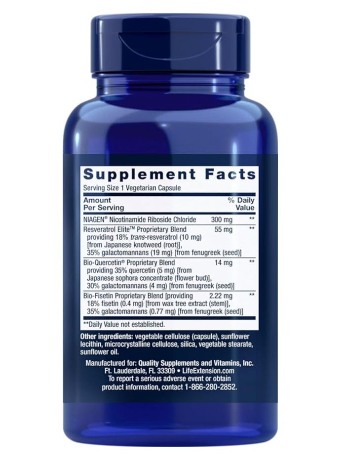 NAD+ Cell Regenerator and Resveratrol Elite, 30 Vegetarian Capsules