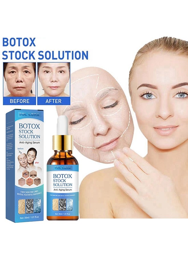 SOL LORA - Botox Stock Solution - Facial Serum for Face Instant Face Tightening Botox Reduce Fine Lines Wrinkles Boost Skin Collagen Hydrate and Plump Skin Face Serum Botox Stock Anti Aging Serum 30ml - Image 1