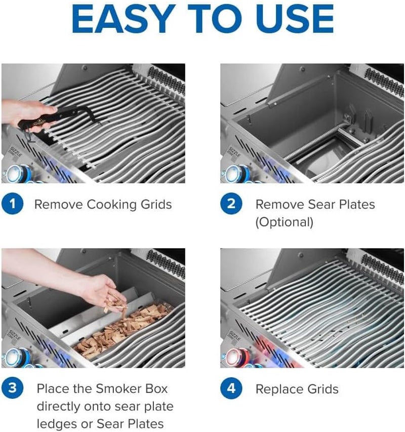 NAPOLEON Stainless Steel Smoker Box 67013 Add Smoky Flavor to BBQ, Easily Turn Gas Grill Into Smoker, Add Wood Chips or Chunks to Smoke Food on Barbecue 16.25 x 2.54 x 3.5 - Image 4