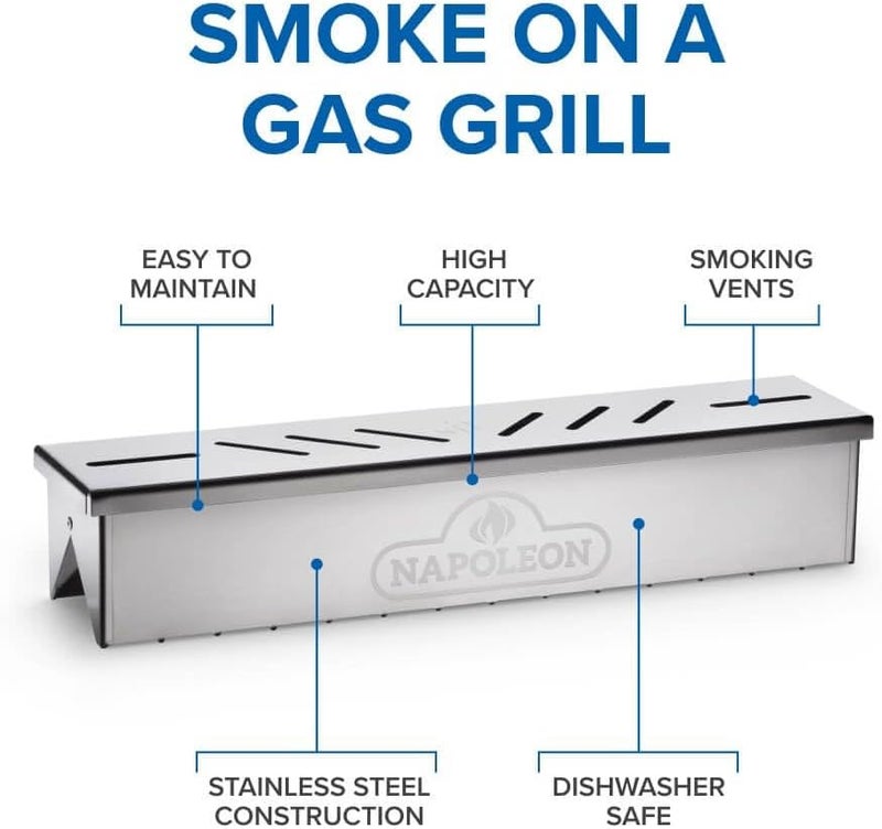 NAPOLEON Stainless Steel Smoker Box 67013 Add Smoky Flavor to BBQ, Easily Turn Gas Grill Into Smoker, Add Wood Chips or Chunks to Smoke Food on Barbecue 16.25 x 2.54 x 3.5 - Image 5