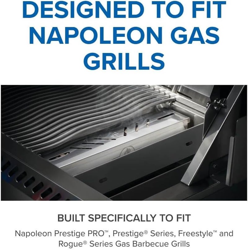 NAPOLEON Stainless Steel Smoker Box 67013 Add Smoky Flavor to BBQ, Easily Turn Gas Grill Into Smoker, Add Wood Chips or Chunks to Smoke Food on Barbecue 16.25 x 2.54 x 3.5 - Image 3