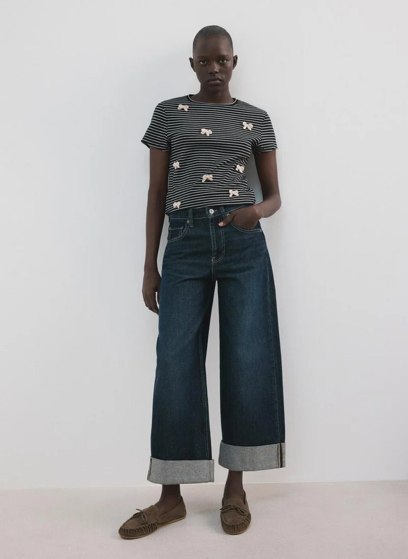 MANGO Striped T-Shirt With Ties