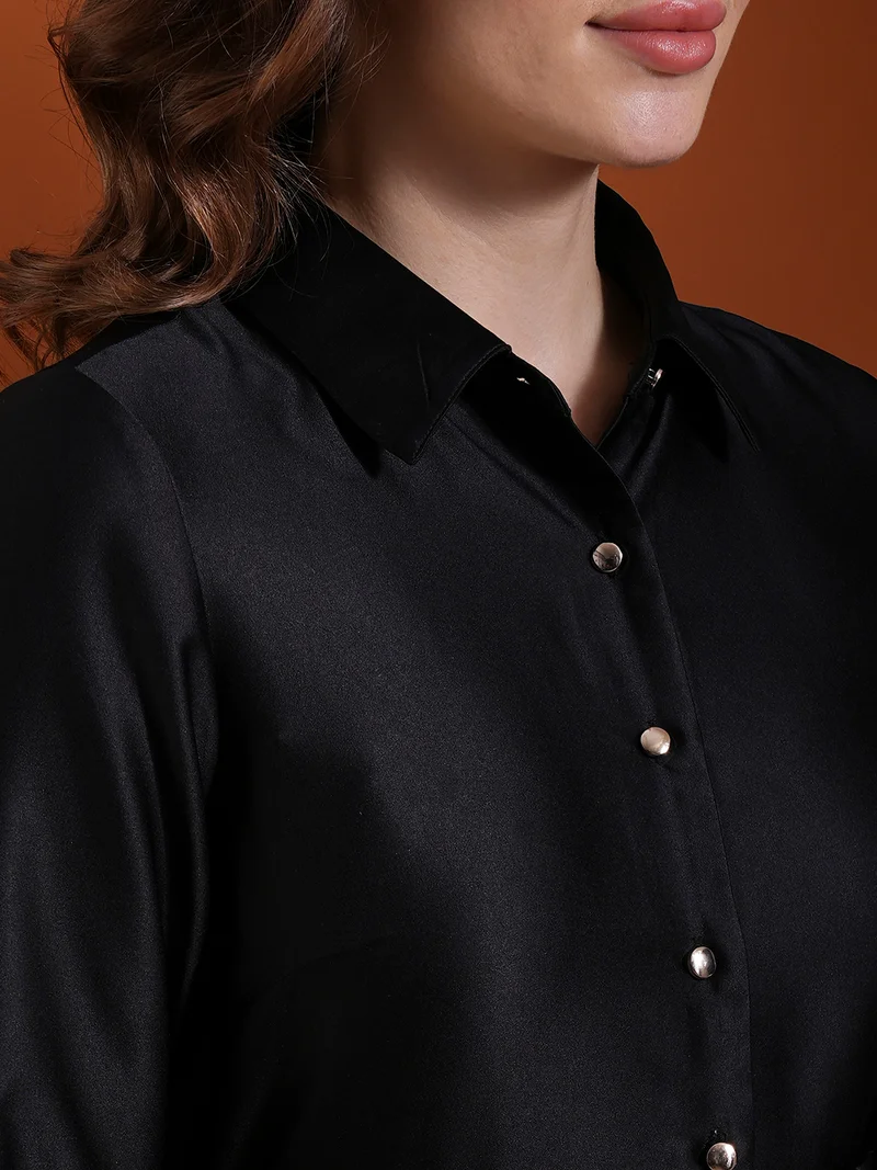 globus Globus Women Satin Shirt Party Dress Comes With A Belt