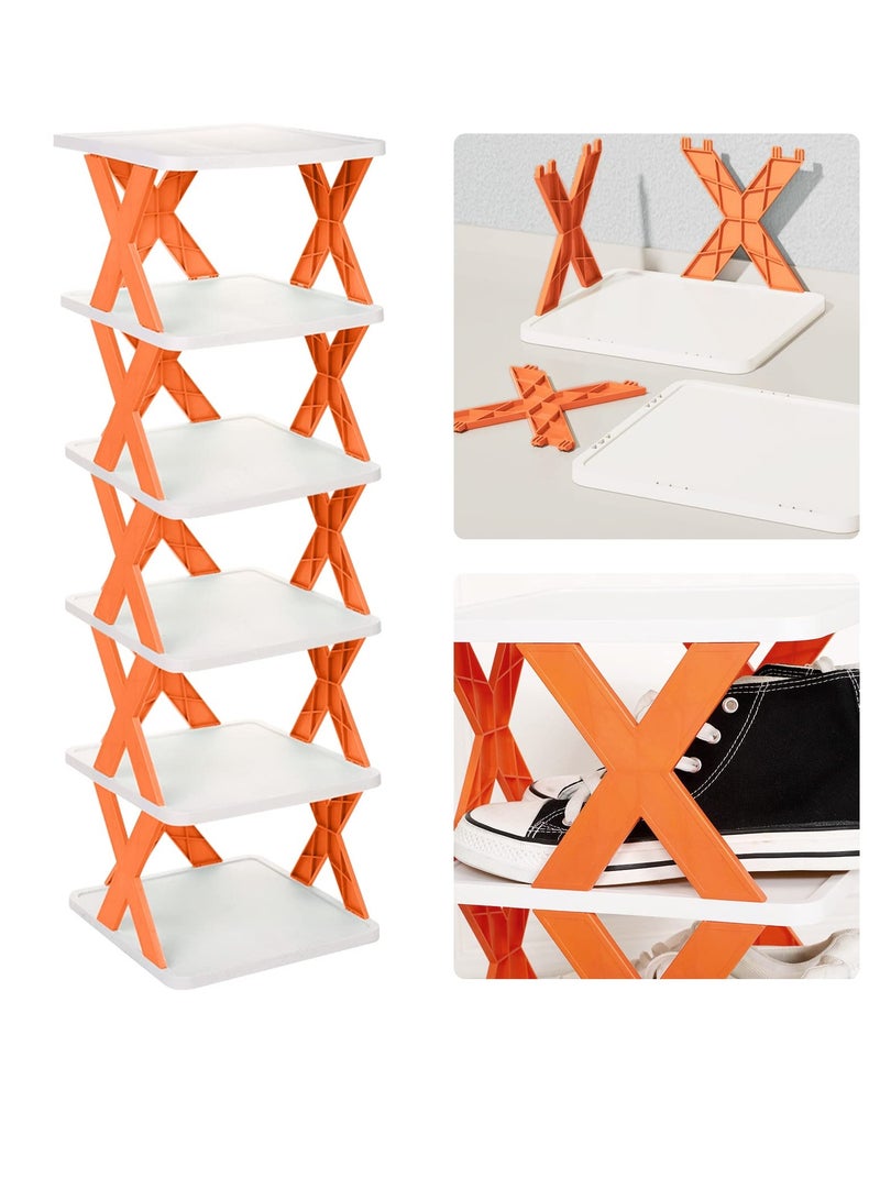 SYOSI Foldable Shoe Racks - 6-Tier Shoe Rack - Storable and Convenient Shoe Storage Solution - No Installation Required - for Bedroom and Living Room - Vibrant Orange Design - Image 1