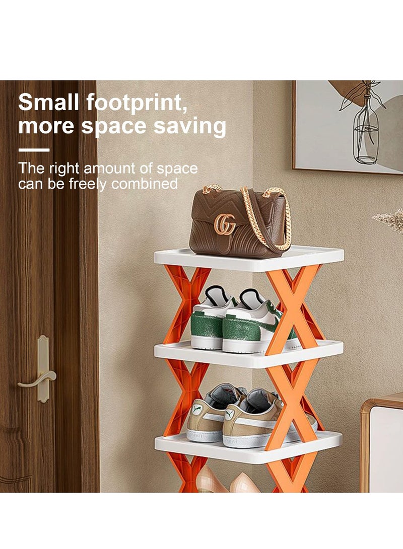 SYOSI Foldable Shoe Racks - 6-Tier Shoe Rack - Storable and Convenient Shoe Storage Solution - No Installation Required - for Bedroom and Living Room - Vibrant Orange Design - Image 4
