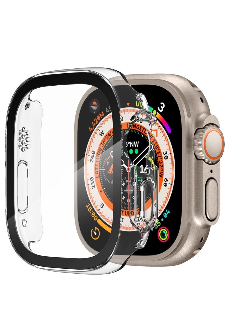 9H Tempered Glass Screen Protector Sport Rugged Bumper for Apple Watch Ultra 49mm, Crystal Clear - Image 1