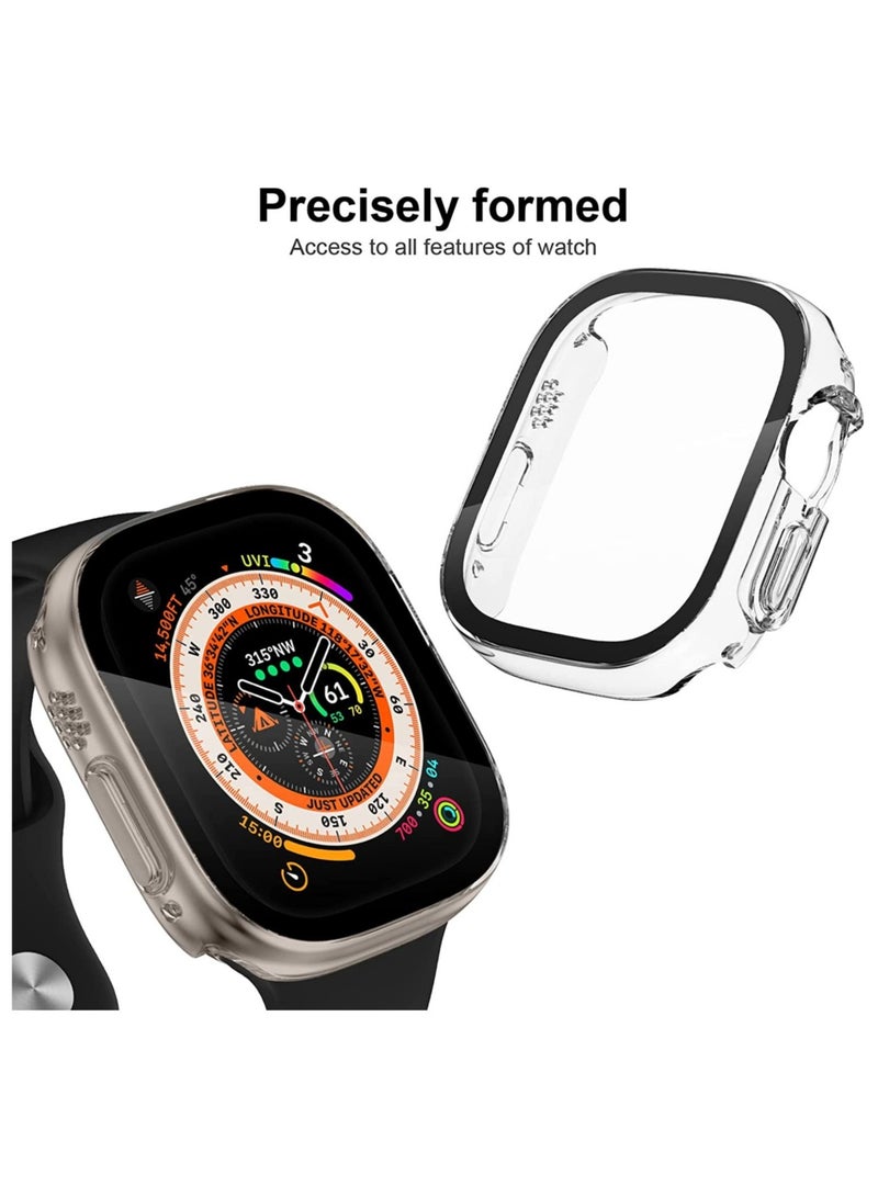 9H Tempered Glass Screen Protector Sport Rugged Bumper for Apple Watch Ultra 49mm, Crystal Clear - Image 3