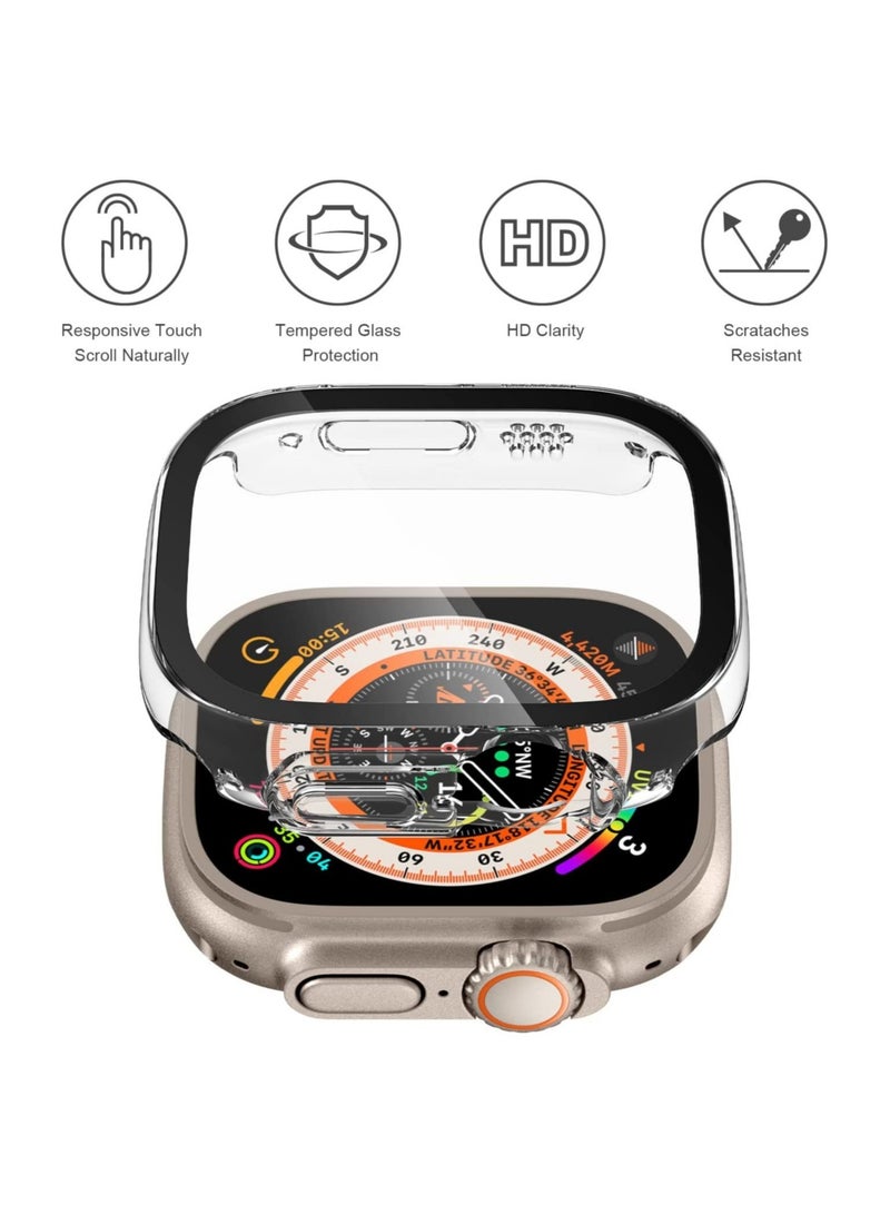 9H Tempered Glass Screen Protector Sport Rugged Bumper for Apple Watch Ultra 49mm, Crystal Clear - Image 4