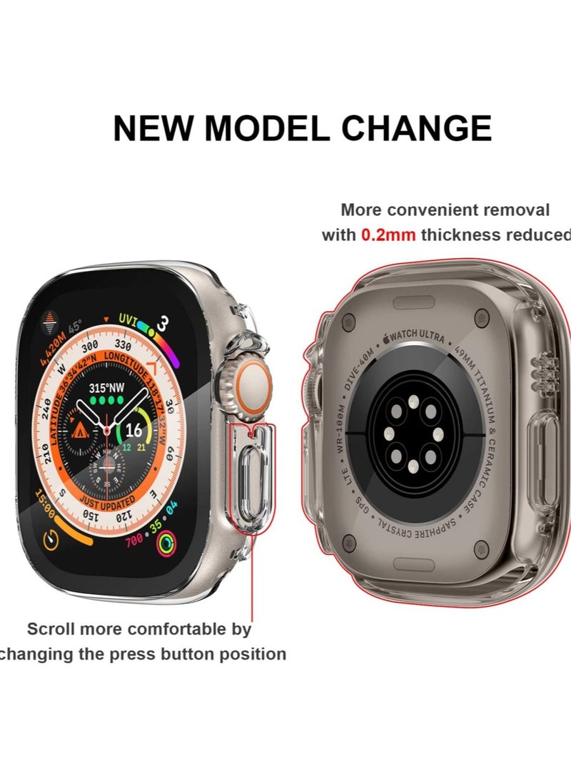 9H Tempered Glass Screen Protector Sport Rugged Bumper for Apple Watch Ultra 49mm, Crystal Clear - Image 2
