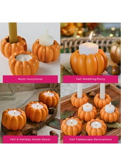 Kate Aspen Kate Aspen 2-in-1 Orange Pumpkin Candlestick Holders, Taper Candle, Tealight & Votive Candle Holders (Set of 6), Dining Table Decor, Shelf Decor, Centerpiece  - Image 5