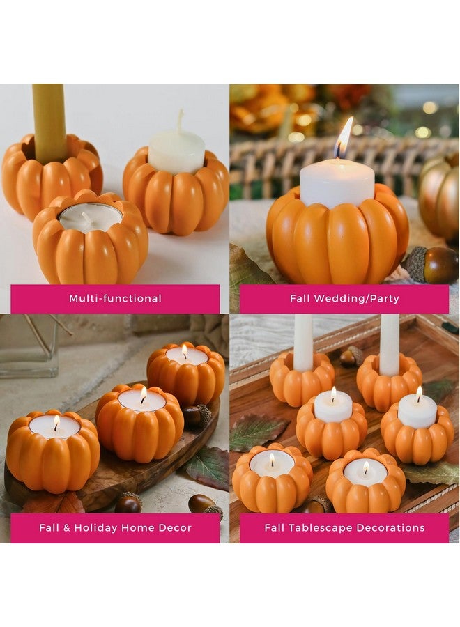 Kate Aspen 2-in-1 Orange Pumpkin Candlestick Holders, Taper Candle, Tealight & Votive Candle Holders (Set of 6), Dining Table Decor, Shelf Decor, Centerpiece - Image 5