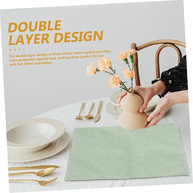 مناديل مزدوجة خضراء سميكة 4 قطع 47.5 × 33 سم لحفلات العشاء وديكورات الزفاف - Image 4