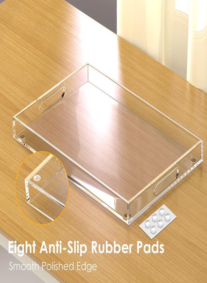 Collwait 2 Pack Serving Tray with Handles, Clear Acrylic Tray for Serving Food, Large Outdoor Food Trays for Eating, Lucite Acrylic Trays for Appetizer, Pizza, Fruit and Drinks, Unbreakable, 16"×12" - Image 3