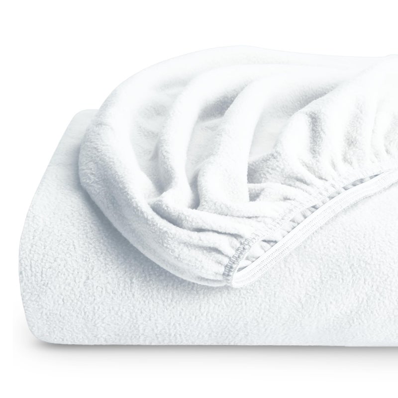 Bare Home Bare Home Super Soft Fleece Fitted Sheet  Twin Extra Long Size  Extra Plush Polar Fleece NoPilling  Deep Pocket  All Season Cozy Warmth Twin XL White 