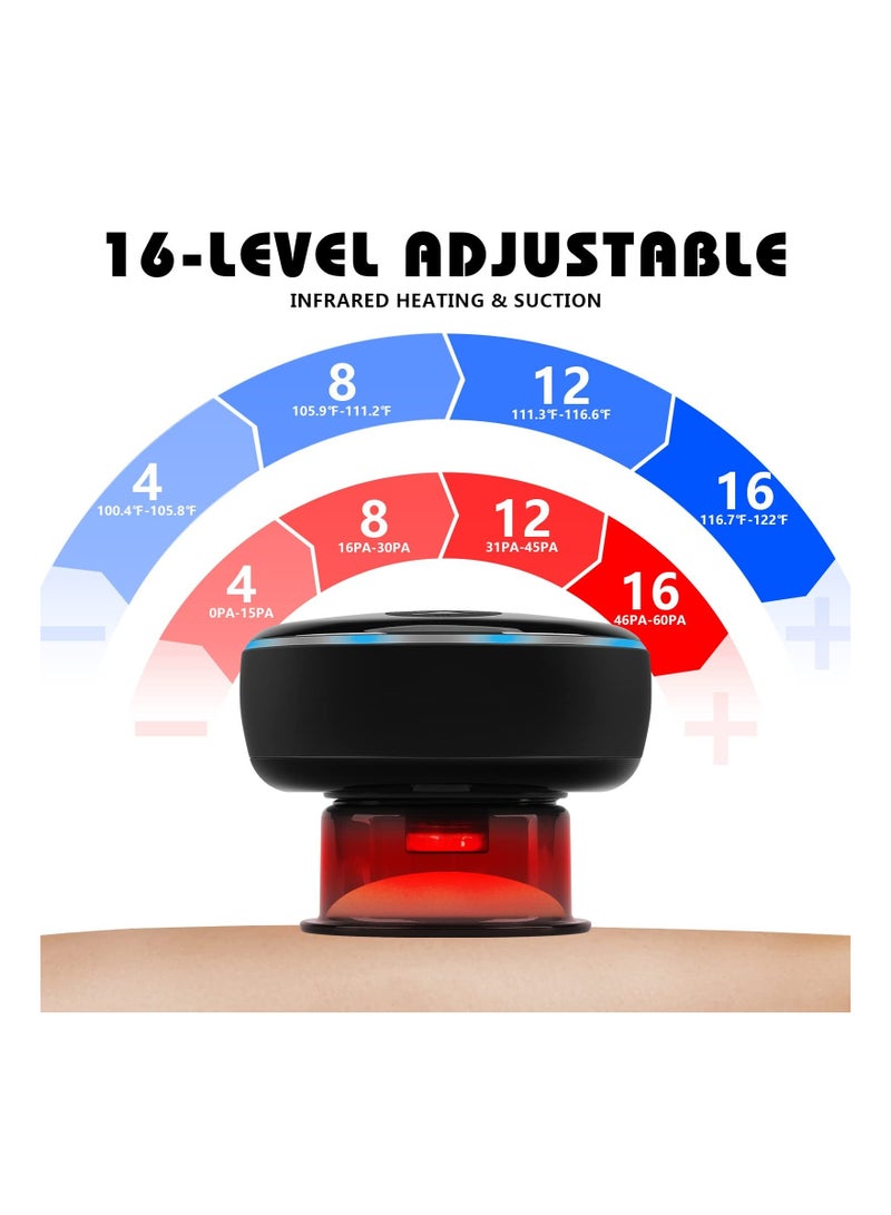 SYOSI Newest Remote Control Smart Cupping Therapy Massager with Red Light Therapy, 4 In 1 Electric Machine With 16 Levels Temperature & Suction, Vacuum Gua Sha Massage Tool - Image 3