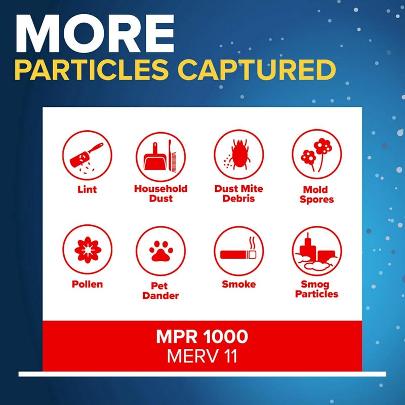 FILTRETE 14x20x1 AC Furnace Air Filter, MERV 11, MPR 1000, Micro Allergen Defense, 3-Month Pleated 1-Inch Electrostatic Air Cleaning Filter, 4 Pack (Actual Size 13.81x19.81x0.81 in) - Image 5