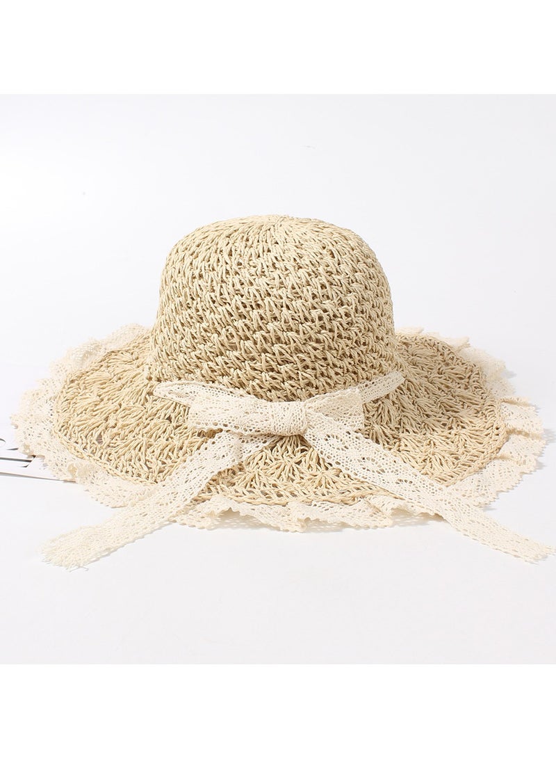 KUYING New Fashionable and Elegant Straw Hat with Bow Tie Straw Hat  - Image 1