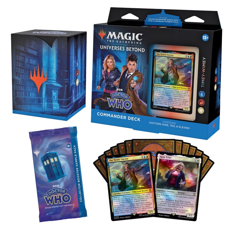 Magic The Gathering Doctor Who Commander Deck – Timey-Wimey (100-Card Deck, 2-Card Collector Booster Sample Pack + Accessories) - Image 1