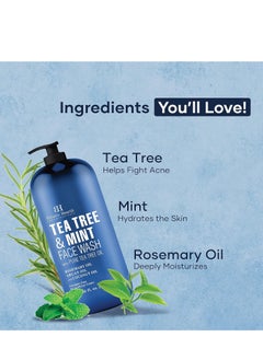 Botanic Hearth Botanic Hearth tea tree face wash with mint acne fighting therapeutic hydrating liquid face soap with pure tea tree oil for women and men paraben free 16 fl oz  - Image 2