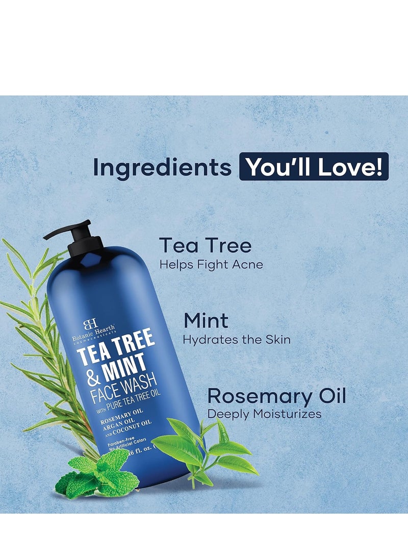 Botanic Hearth Botanic Hearth tea tree face wash with mint acne fighting therapeutic hydrating liquid face soap with pure tea tree oil for women and men paraben free 16 fl oz  - Image 2