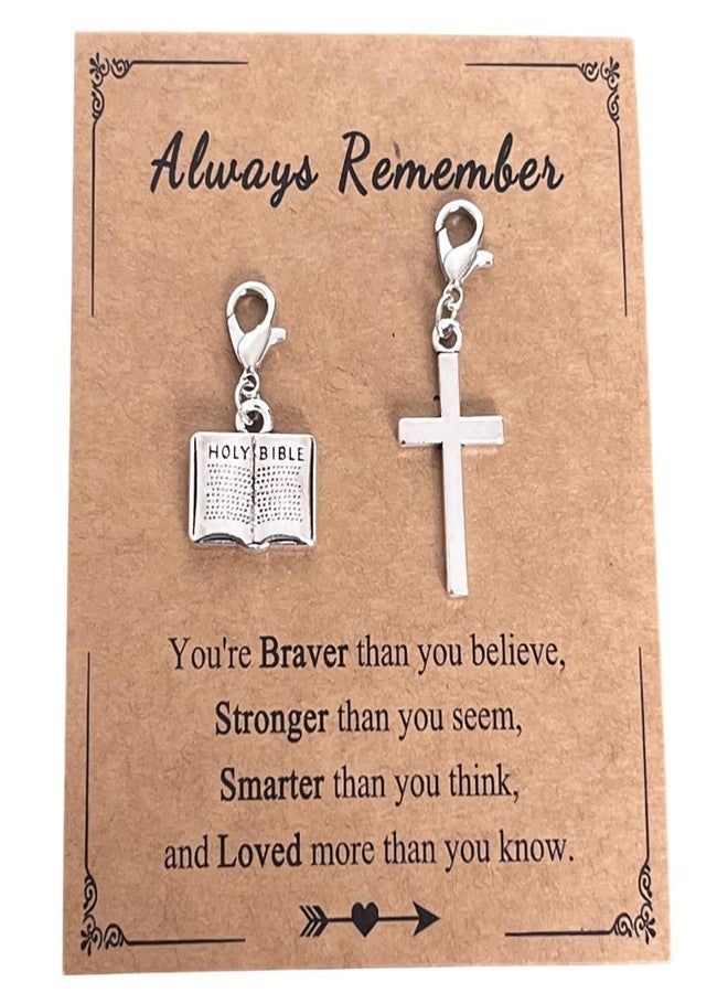 AMOBESTER Mini Holy Bible Book Clip on Charm Cross Clip on Charm for Bracelet and Necklace DIY Jewery Making - Image 1