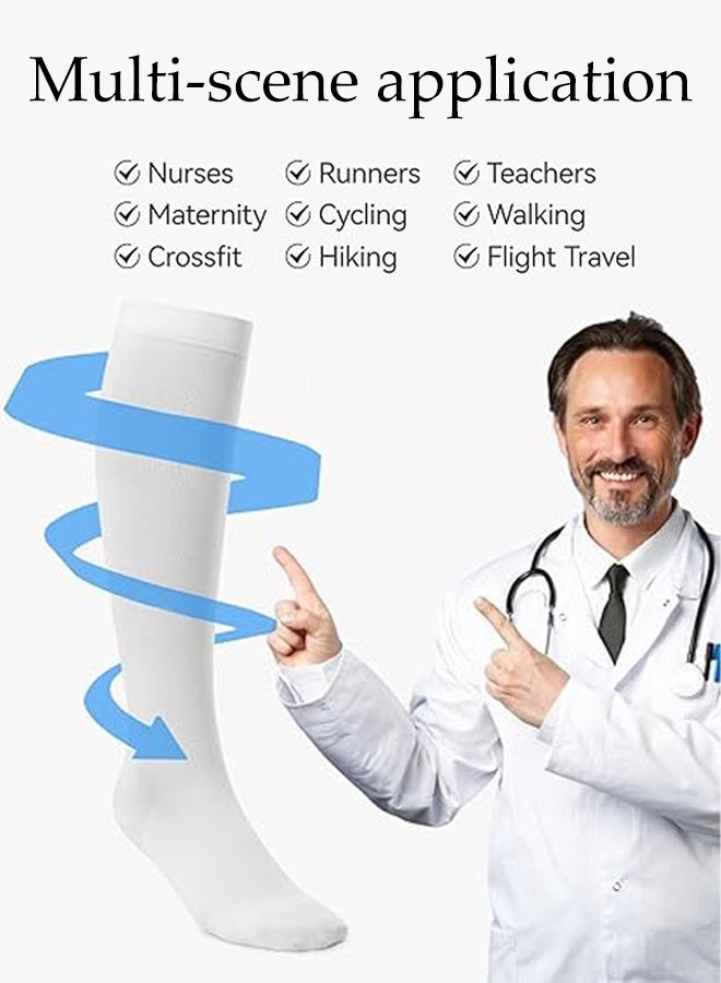 DUNISO 3 Pairs Compression Socks Women Base Layers & Compression Socks for Outdoor Sports White L/XL - Image 2