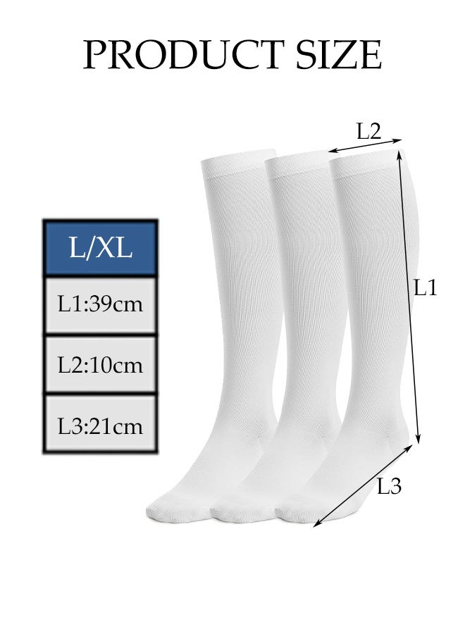 DUNISO 3 Pairs Compression Socks Women Base Layers & Compression Socks for Outdoor Sports White L/XL - Image 3