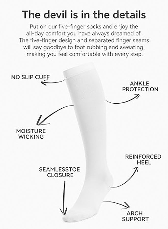 DUNISO 3 Pairs Compression Socks Women Base Layers & Compression Socks for Outdoor Sports White L/XL - Image 4