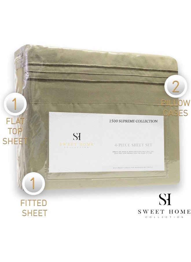 Sweet Home Collection Sweet Home Collection 1500 Supreme California King Sets Sage Green  - Image 5