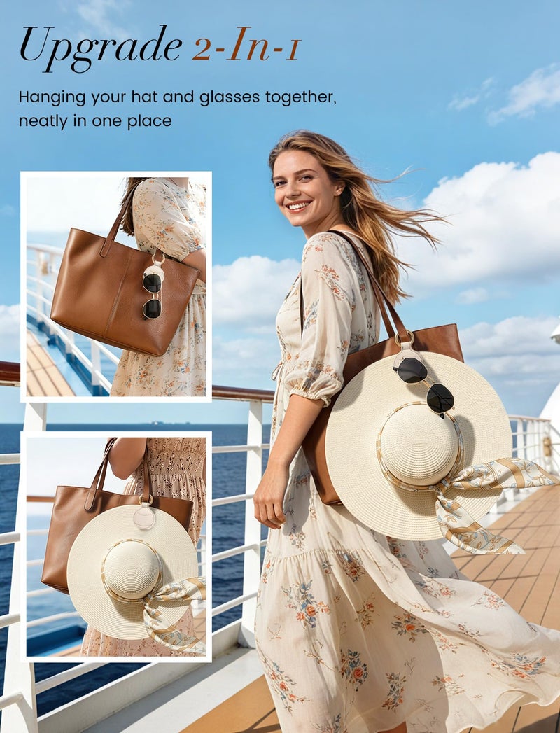 Niveaya Upgraded Magnetic Hat Clip for Hanging Sunglasses, Stylish Hat Clip for Travel Bag Luggage Backpack, Strong Magnet Hat Holder, Hands-Free, Beach Cruise Vacation Essentials, 1-Pack Beige - Image 2