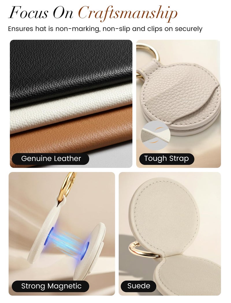 Niveaya Upgraded Magnetic Hat Clip for Hanging Sunglasses, Stylish Hat Clip for Travel Bag Luggage Backpack, Strong Magnet Hat Holder, Hands-Free, Beach Cruise Vacation Essentials, 1-Pack Beige - Image 3