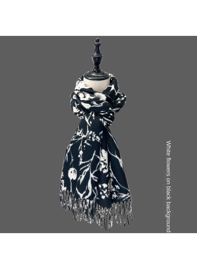 Scarf Cream Sweet Style Printed Scarf Fashion Versatile High-end Sense Neck Warmer Chic Outerwear Women's Scarf