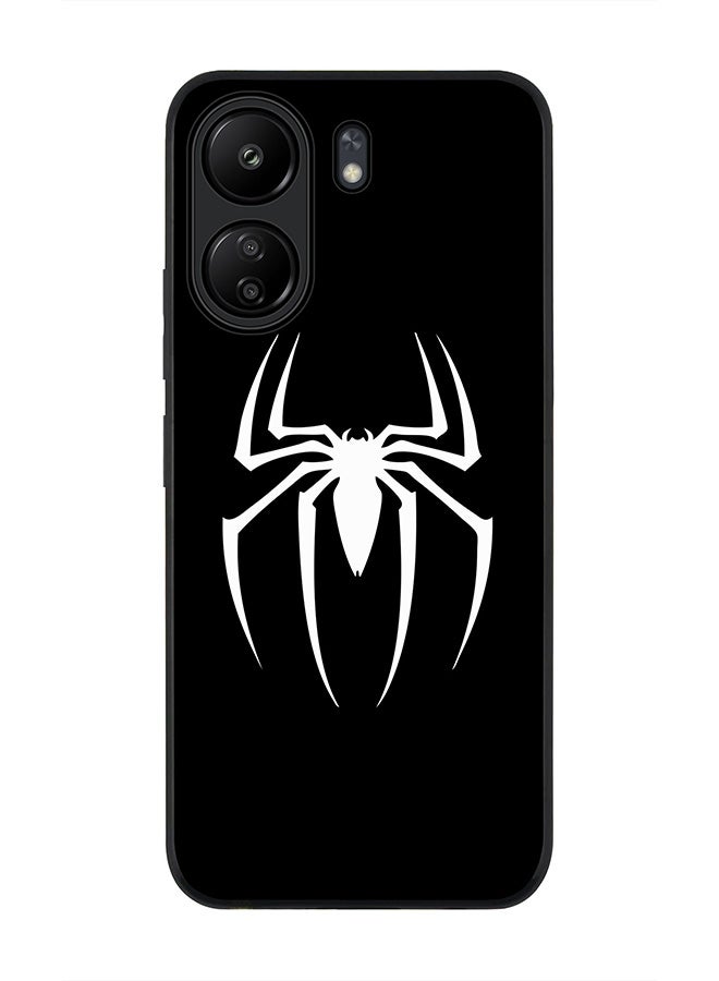 Stylizedd Rugged Black edge case for Xiaomi Poco C65, Slim fit Soft Case Flexible Rubber Edges Anti Drop TPU Gel Thin Cover- Spidermark (Black) - Image 1
