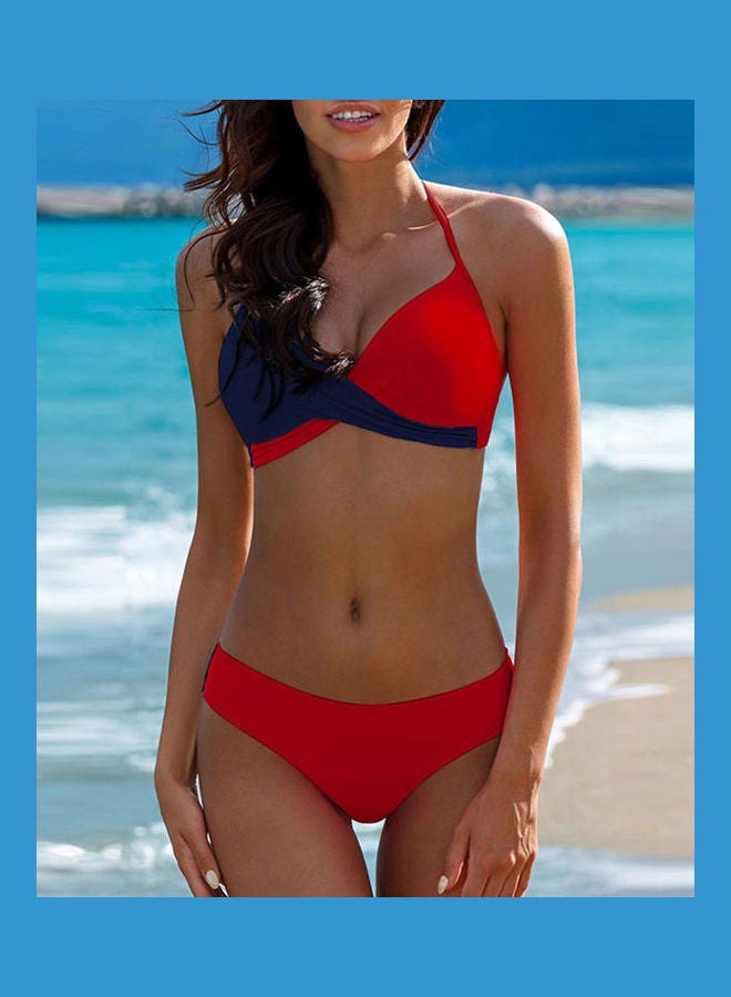 NADANBAO Matching Color Split Bikini Set Red/Blue - Image 2