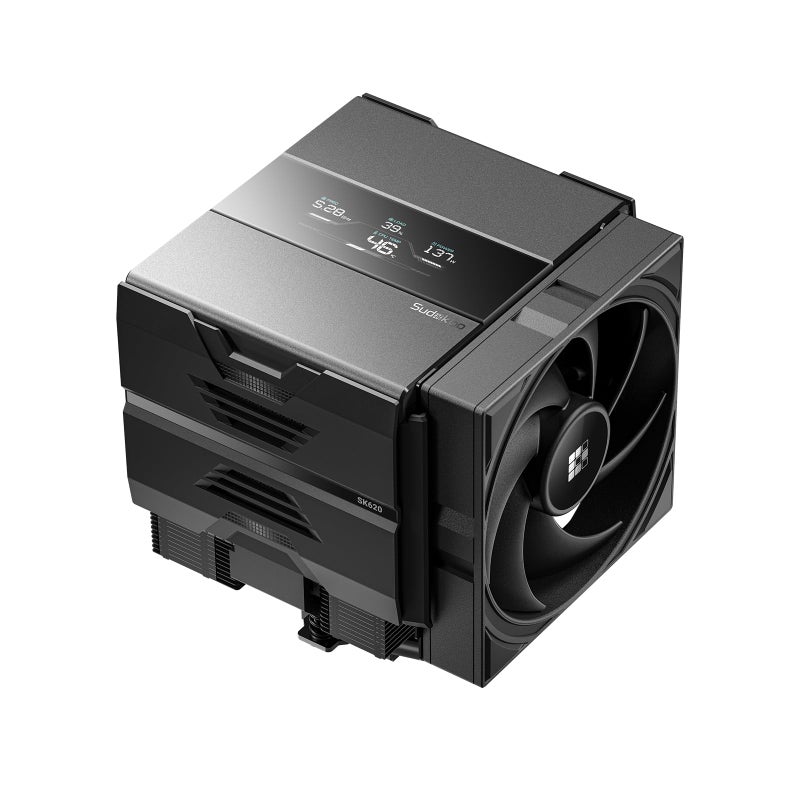 Sudokoo SK620V CPU Air Cooler: 6 Heatpipes Dual Tower CPU Cooler with Digital Display for AM5 Exclusive - Black PC Cooler with 120mm FDB PWM Quiet Fans & Quick Lock Mount - Image 1