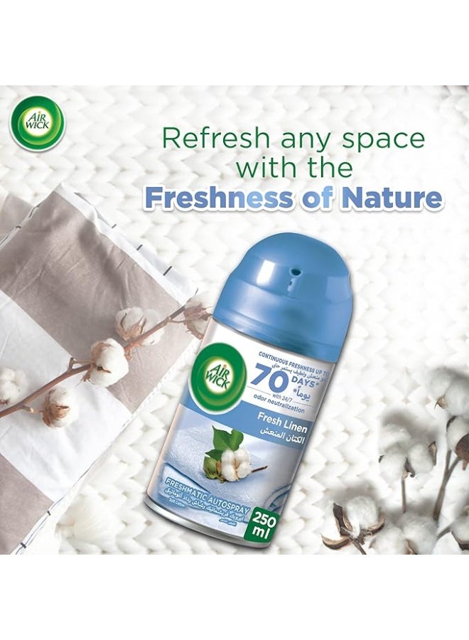 أير ويك طقم بخاخ معطر جو فريشماتيك أوتو بخاخ من إير ويك، برائحة الكتان النقية المنعشة، 250 مل - Image 4