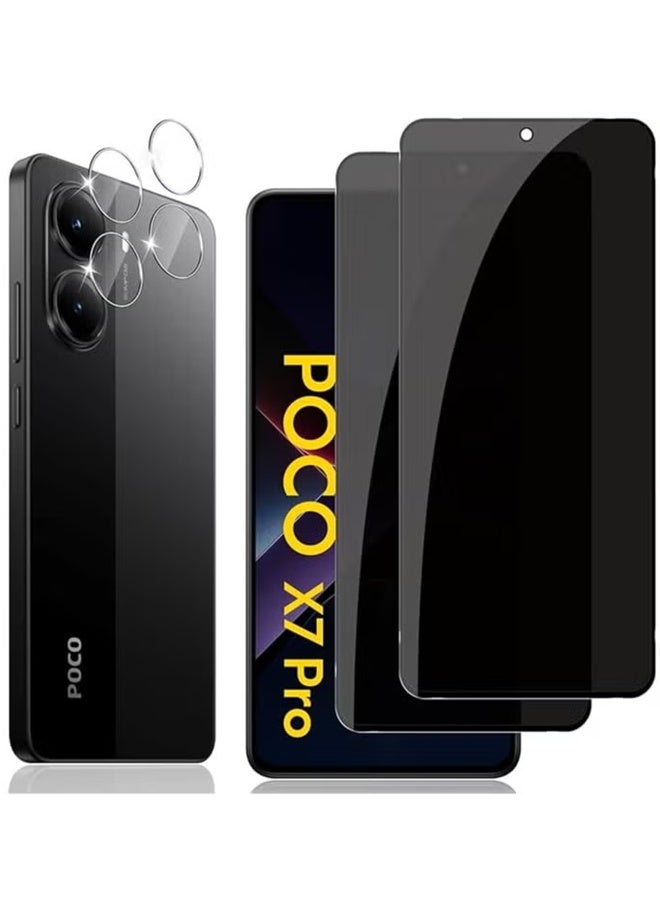 إكس ليفيل واقي شاشة وكاميرا شاومي بوكو X7 برو 5G للخصوصية، [قطعتان] زجاج مقسّى مقاوم للخدش، مقاوم للخدش، مقاوم للخدش 9H - Image 1